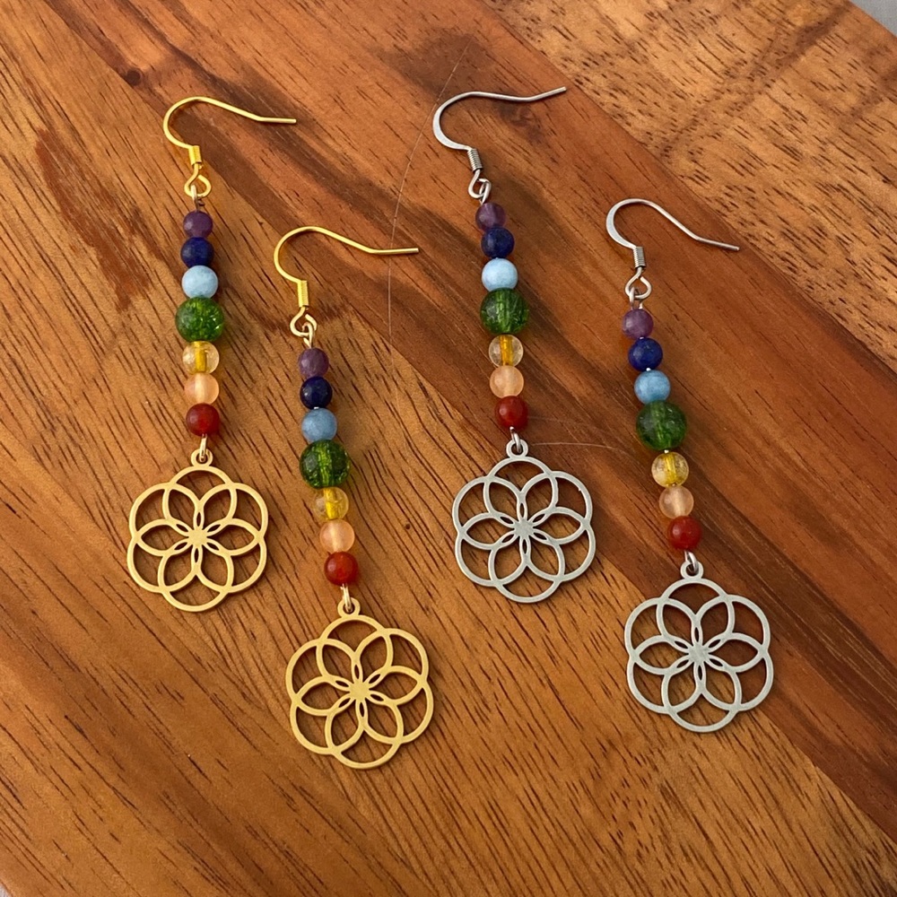 Seed of Light Rainbow Chakra Earrings - jewelry
